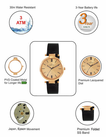 Maxima ATTIVO Women Rose Gold Dial Analogue Watch - 66581CMLT